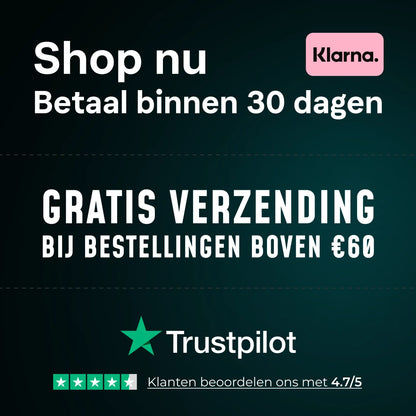 Promotiegrafiek met Klarna-logo; tekst: Shop nu, betaal later. Gratis verzending vanaf €60. 1+1 GRATIS Spray Wax Package biedt een beschermende waxlaag en blijvende glans. Trustpilot-logo met 4,7/5 beoordeling onderaan.