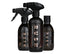 Drie zwarte flessen RUSH Bug Remover, RUSH Gold Wash en RUSH Spray Wax voor krachtige insectenverwijdering en eersteklas autoverzorging.